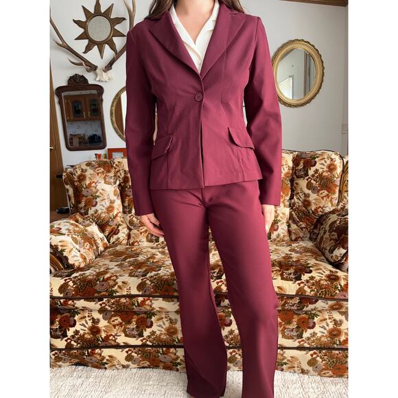 Be Smart Dresses & Skirts - Vintage Be Smart Wine Burgundy Pant Suit